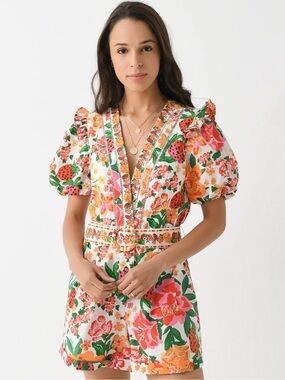 FARM Rio Flowerful Sketch Cotton Romper, NWT 🇧🇷